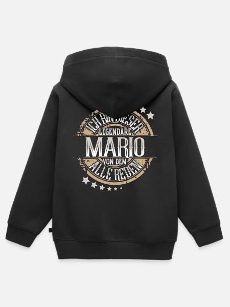 Mario - Kinder Premium Organic Zip Hoodie - Schwarz