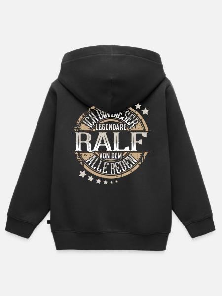 Ralf - Kinder Premium Organic Zip Hoodie - Schwarz