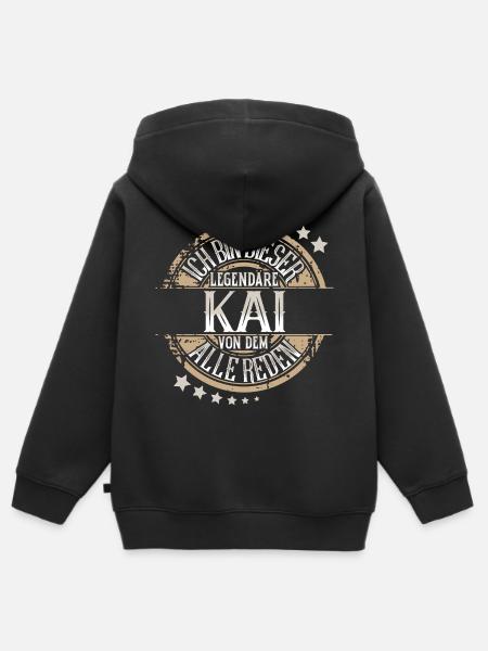 Kai - Kinder Premium Organic Zip Hoodie - Schwarz