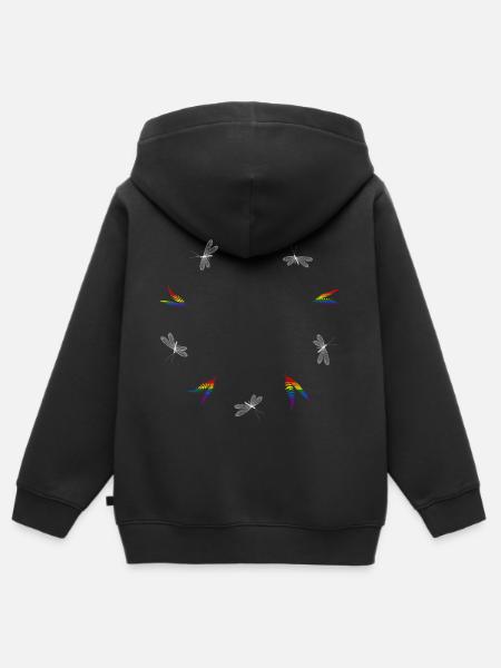 Farn & Libelle - Dark Botanical LGBTQ - Kinder Premium Organic Zip Hoodie - Schwarz