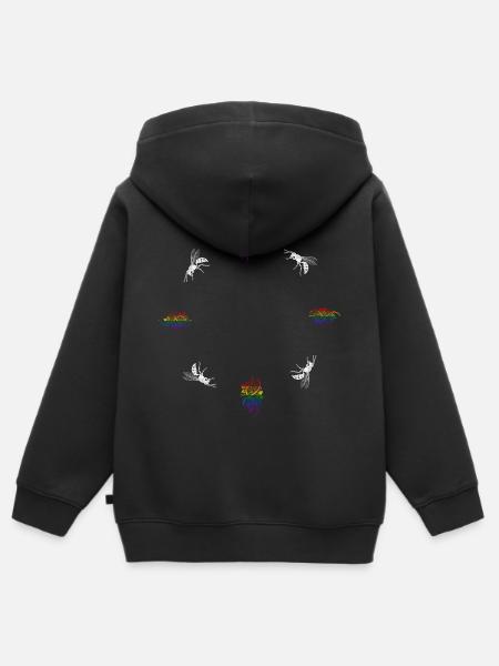 Beerenranke & Wespe - Naturmotiv LGBTQ - Kinder Premium Organic Zip Hoodie - Schwarz