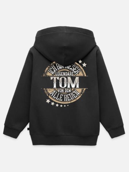 Tom - Kinder Premium Organic Zip Hoodie - Schwarz
