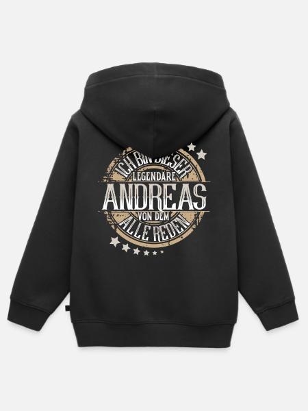 Andreas - Kinder Premium Organic Zip Hoodie - Schwarz