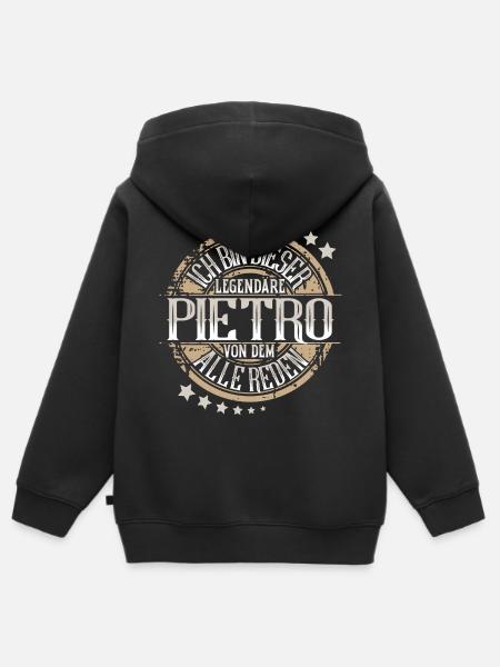 Pietro - Kinder Premium Organic Zip Hoodie - Schwarz