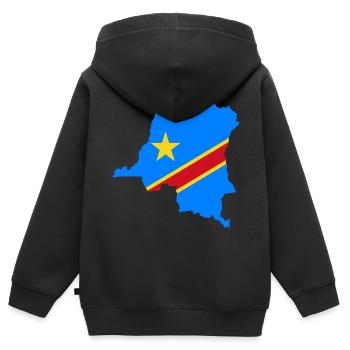 Kongo - Kinder Premium Organic Zip Hoodie - Schwarz - Hinten - AI Model Kid Male (0cm)