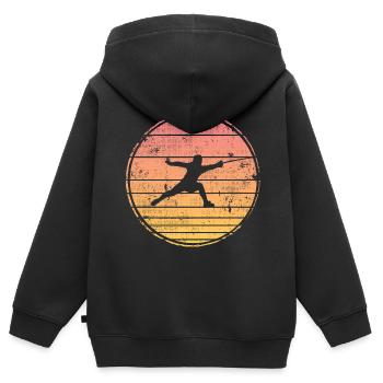 Fechter Fechtsport Fencing Fencer Fechten - Kids Premium Organic Zip-up Hoodie - black - Back - AI Model Kid Male (0cm)
