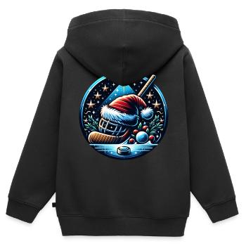 EishockeySpieler Winter - Kinder Premium Organic Zip Hoodie - Schwarz - Hinten - AI Model Kid Male (0cm)