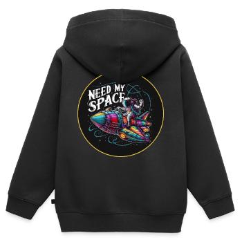 J’ai besoin de ma place Spaceman avec vaisseau spatial - Sweat Premium à capuche zippé enfant bio - noir - Dos - AI Model Kid Male (0cm)