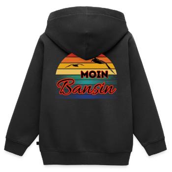 Moin Basin with Seagull in Retro Style Bansin - Kids Premium Organic Zip-up Hoodie - black - Back - AI Model Kid Male (0cm)