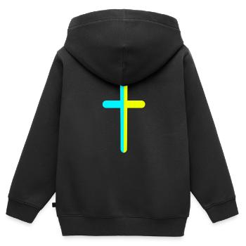 Kreuz Kruzifix Kreuze Ukraine - Kinder Premium Organic Zip Hoodie - Schwarz - Hinten - AI Model Kid Male (0cm)