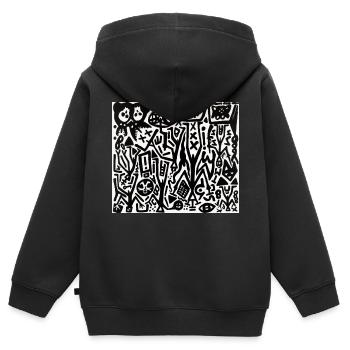 abstract art - black and white - labyrinth - Kids Premium Organic Zip-up Hoodie - black - Back - AI Model Kid Male (0cm)