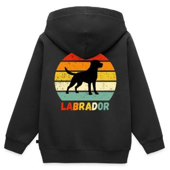 Labrador Retriever Labbi Hund Retro Geschenk Wau - Kinder Premium Organic Zip Hoodie - Schwarz - Hinten - AI Model Kid Male (0cm)
