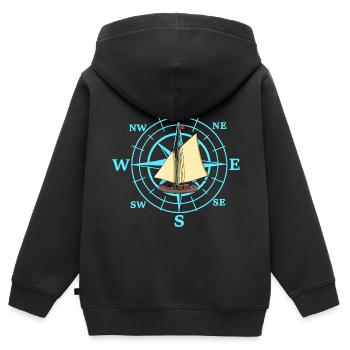 Kompass Segelschiff Schiff Schiffe Reise - Kinder Premium Organic Zip Hoodie - Schwarz - Hinten - AI Model Kid Male (0cm)
