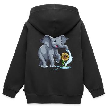 Elefant Elefanten maritim - Kinder Premium Organic Zip Hoodie - Schwarz - Hinten - AI Model Kid Male (0cm)