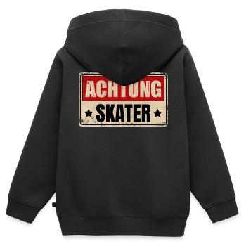 ACHTUNG SKATER - Kinder Premium Organic Zip Hoodie - Schwarz - Hinten - AI Model Kid Male (0cm)