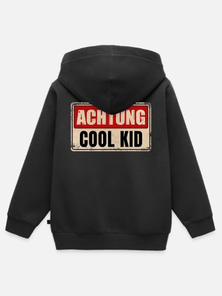 ACHTUNG COOL KID - Kinder Premium Organic Zip Hoodie - Schwarz