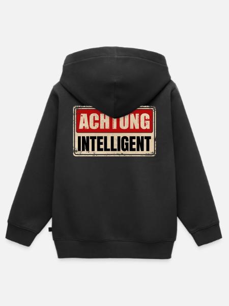 ACHTUNG INTELLIGENT - Kinder Premium Organic Zip Hoodie - Schwarz