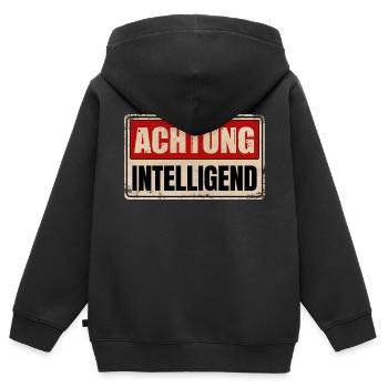 ACHTUNG INTELLIGEND - Kinder Premium Organic Zip Hoodie - Schwarz - Hinten - AI Model Kid Male (0cm)