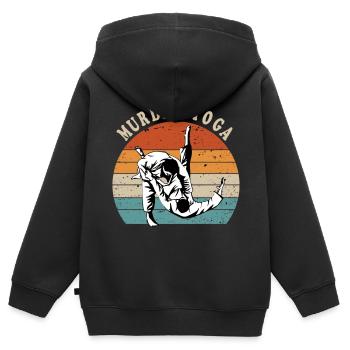 Jiu Jitsu Lover Cadeau Drôle Meurtre Yoga - Sweat Premium à capuche zippé enfant bio - noir - Dos - AI Model Kid Male (0cm)