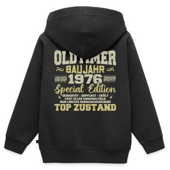 Vintage 1976 Né Rétro Anniversaire Vintage - Sweat Premium à capuche zippé enfant bio - noir - Dos - AI Model Kid Male (0cm)