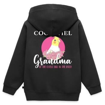 Nymphensittich Oma Besitzer Nymphensittich - Kinder Premium Organic Zip Hoodie - Schwarz - Hinten - AI Model Kid Male (0cm)