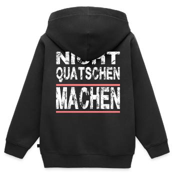 Nicht Quatschen Machen für Männer und Fauen - Kinder Premium Organic Zip Hoodie - Schwarz - Hinten - AI Model Kid Male (0cm)