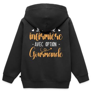 Nurse with gourmet option - Kids Premium Organic Zip-up Hoodie - black - Back - AI Model Kid Male (0cm)