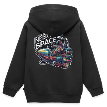 J’ai besoin de ma place Spaceman avec vaisseau spatial - Sweat Premium à capuche zippé enfant bio - noir - Dos - AI Model Kid Male (0cm)