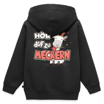 Hör auf zu meckern für eine Frau oder Mädchen - Kinder Premium Organic Zip Hoodie - Schwarz - Hinten - AI Model Kid Male (0cm)