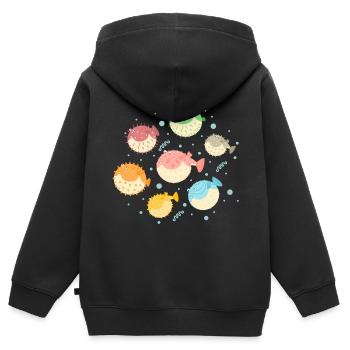 Colorful Puffer Fish - Kids Premium Organic Zip-up Hoodie - black - Back - AI Model Kid Male (0cm)