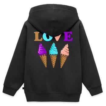 Eiscreme - Kinder Premium Organic Zip Hoodie - Schwarz - Hinten - AI Model Kid Male (0cm)
