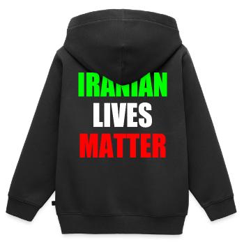 Iranian lives matter - Sweat Premium à capuche zippé enfant bio - noir - Dos - AI Model Kid Male (0cm)