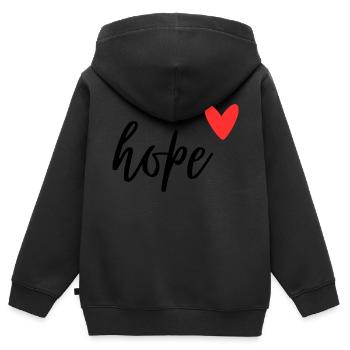 Liebe, Hoffnung - Kinder Premium Organic Zip Hoodie - Schwarz - Hinten - AI Model Kid Male (0cm)
