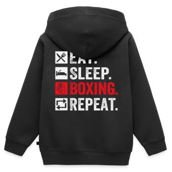 Mangez dormir Boxe Répétez - Sweat Premium à capuche zippé enfant bio - noir - Dos - AI Model Kid Male (0cm)