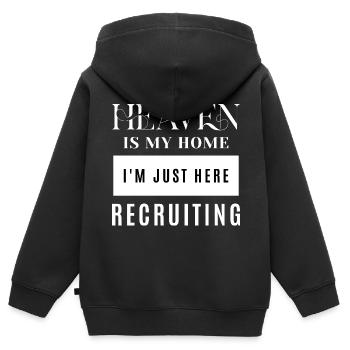 Der Himmel ist mein Zuhause, ich bin nur hier, um Priester zu rekrutieren - Kinder Premium Organic Zip Hoodie - Schwarz - Hinten - AI Model Kid Male (0cm)