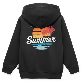 Sommer - Kinder Premium Organic Zip Hoodie - Schwarz - Hinten - AI Model Kid Male (0cm)
