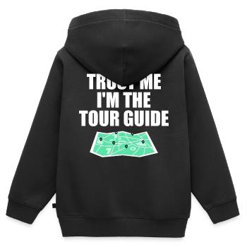 Glaub mir, ich bin der Reiseleiter - Kinder Premium Organic Zip Hoodie - Schwarz - Hinten - AI Model Kid Male (0cm)