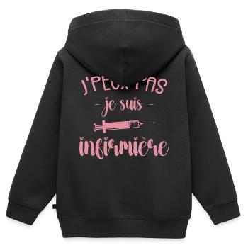 Ich kann nicht, ich bin Krankenschwester - Kinder Premium Organic Zip Hoodie - Schwarz - Hinten - AI Model Kid Male (0cm)