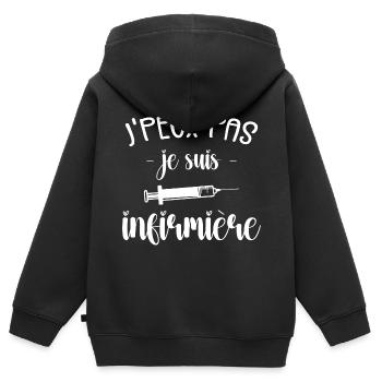 Ich kann nicht, ich bin Krankenschwester - Kinder Premium Organic Zip Hoodie - Schwarz - Hinten - AI Model Kid Male (0cm)