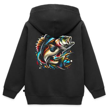 Poisson bar - Sweat Premium à capuche zippé enfant bio - noir - Dos - AI Model Kid Male (0cm)