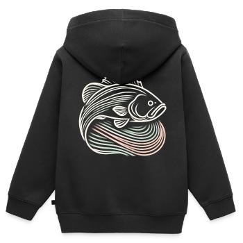 Poisson bar - Sweat Premium à capuche zippé enfant bio - noir - Dos - AI Model Kid Male (0cm)