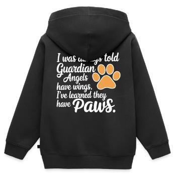 Dog Paw Angel Guardian Angel Companion Dog Lover - Kids Premium Organic Zip-up Hoodie - black - Back - AI Model Kid Male (0cm)