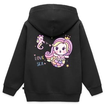 Meerjungfrau - Kinder Premium Organic Zip Hoodie - Schwarz - Hinten - AI Model Kid Male (0cm)