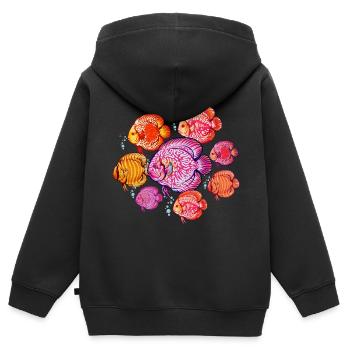 Diskusfisch Aquarium Fischhalter - Kinder Premium Organic Zip Hoodie - Schwarz - Hinten - AI Model Kid Male (0cm)