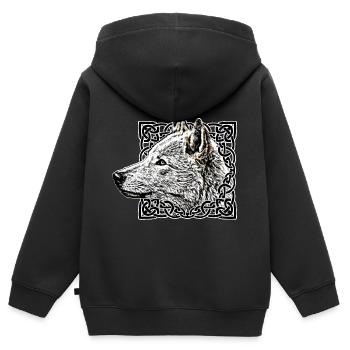 Wolf, grau - Kinder Premium Organic Zip Hoodie - Schwarz - Hinten - AI Model Kid Male (0cm)