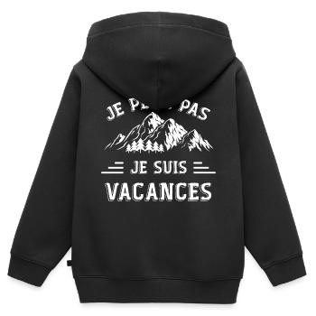 Je Peux Pas ! Je Suis Vacances - Sweat Premium à capuche zippé enfant bio - noir - Dos - AI Model Kid Male (0cm)