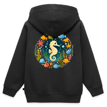 Seepferdchen Meer Seestern Urlaub Fische Tauchen - Kinder Premium Organic Zip Hoodie - Schwarz - Hinten - AI Model Kid Male (0cm)