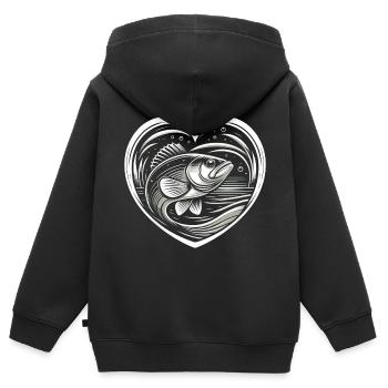 Poisson bar - Sweat Premium à capuche zippé enfant bio - noir - Dos - AI Model Kid Male (0cm)