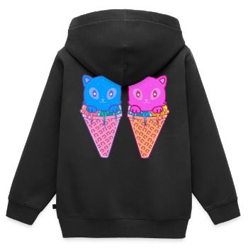 Katzen Eiswaffel Eiskreme Eiscrem Kinder - Kinder Premium Organic Zip Hoodie - Schwarz - Hinten - AI Model Kid Male (0cm)