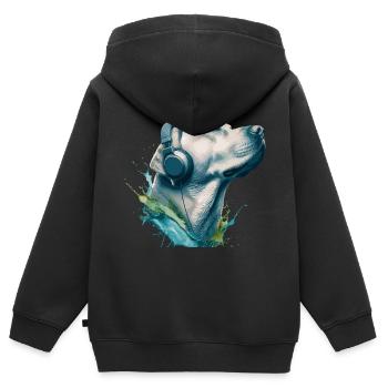 Labrador Retriever Hund Musik Kopfhörer Labbi Wau - Kinder Premium Organic Zip Hoodie - Schwarz - Hinten - AI Model Kid Male (0cm)